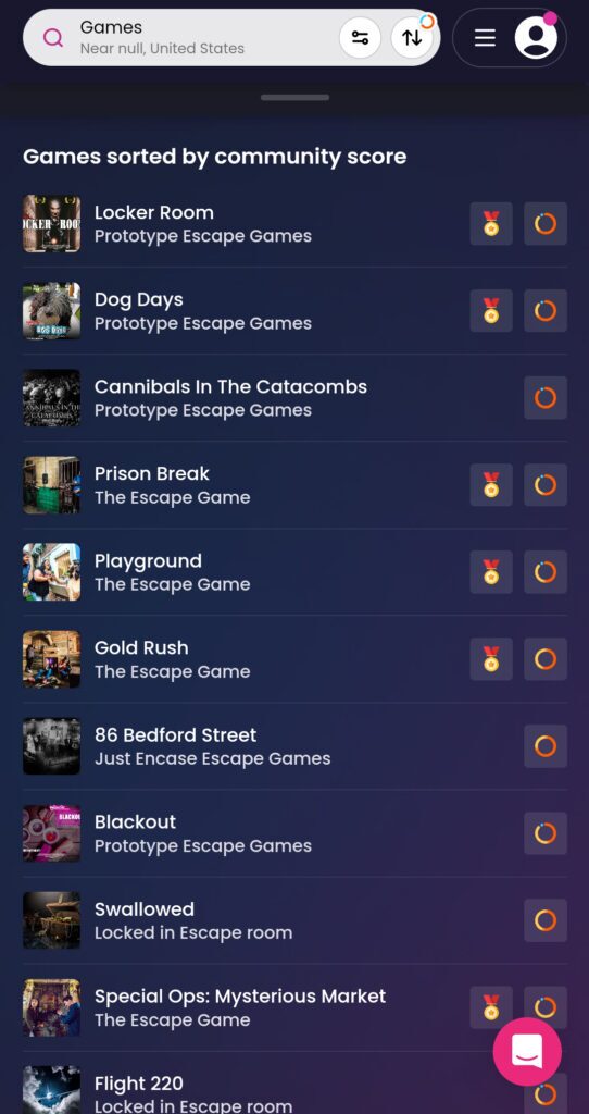 Games ranked by community score